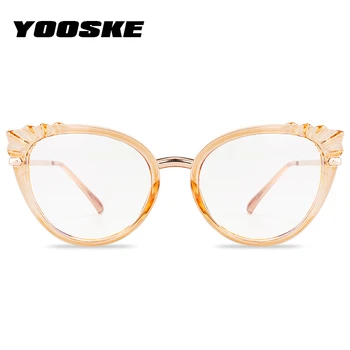 YOOSKE Računalnik Anti Modra Svetloba Očala v Modi Mačka Oči Očala Okvirji za Ženske Jasno, Optični Posnetek Ponaredek Eyeglass