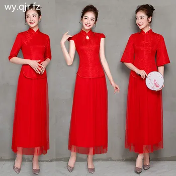 ZX-B3#Družico Obleke Dolgo Izboljšano cheongsam Toast obleko poročno zabavo roza obleko, dvodelno obleko poceni trgovina oblačila
