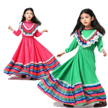 Španskega Flamenka Obleko Otrok junak zgodbe, romski Ples Kostum Otroci Ballroom Ples Trebuh 100-150CM Dekle Elegantno Ples Vestidos Cosplay