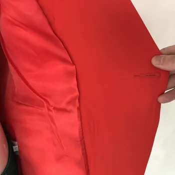 Ženske Rdeči Suknjič Formalno Jopič 2019 Dvojno Zapenjanje Žep Ženske Jopič Za Delo Urada Poslovna Obleka Outwear